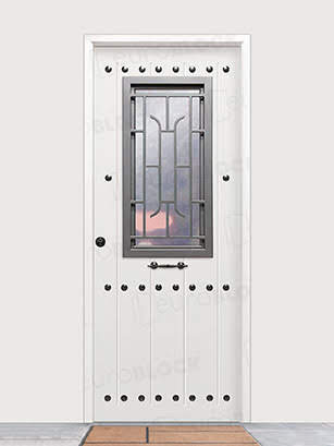 Puerta Galvanizada Metálica 1150 CL-CR-Reja | 1110 Saga 100 Cristal Blanca (Cara Interior Lisa)